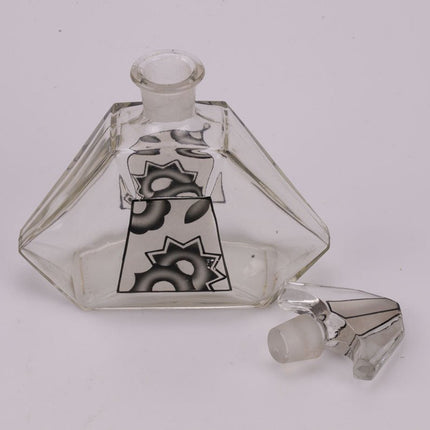 Bouteille à liqueur Bohême transparente et à motifs noirs