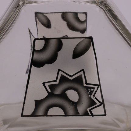 Bouteille à liqueur Bohême transparente et à motifs noirs