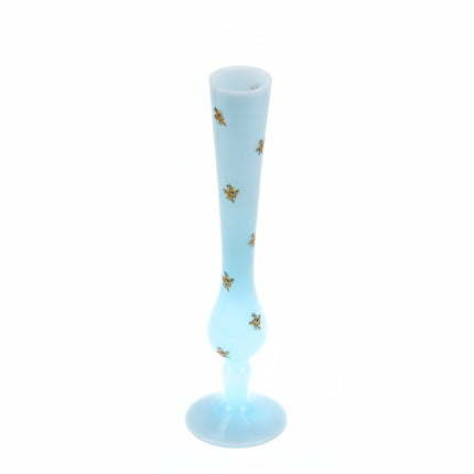 Vase soliflore bleu vintage et motifs dorés