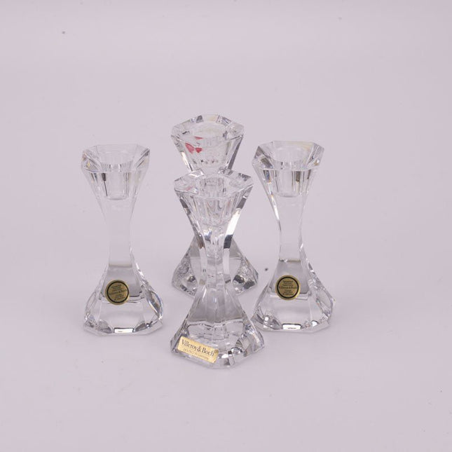 4 bougeoirs en cristal Villeroy & Boch transparent