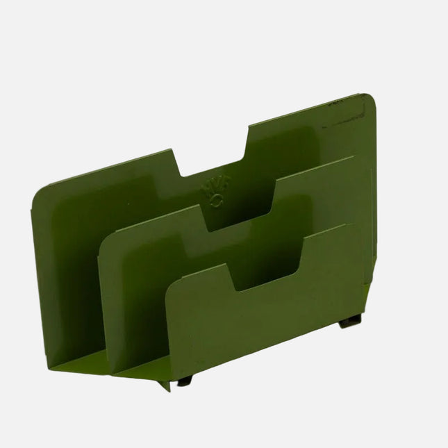 Porte-lettre en métal vert olive NVF à 3 parties