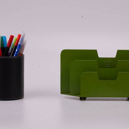 Porte-lettre en métal vert olive NVF à 3 parties