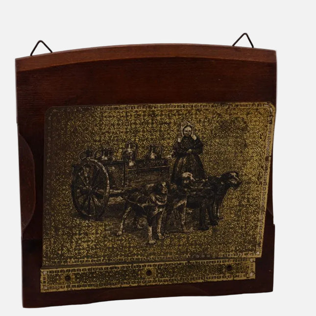 Porte-lettre en métal doré et bois