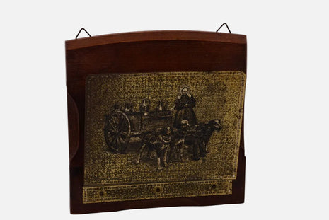 Porte-lettre en métal doré et bois