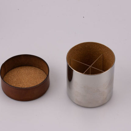 Cork and metal storage box