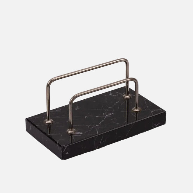 Porte-lettre en marbre noir et métal noir