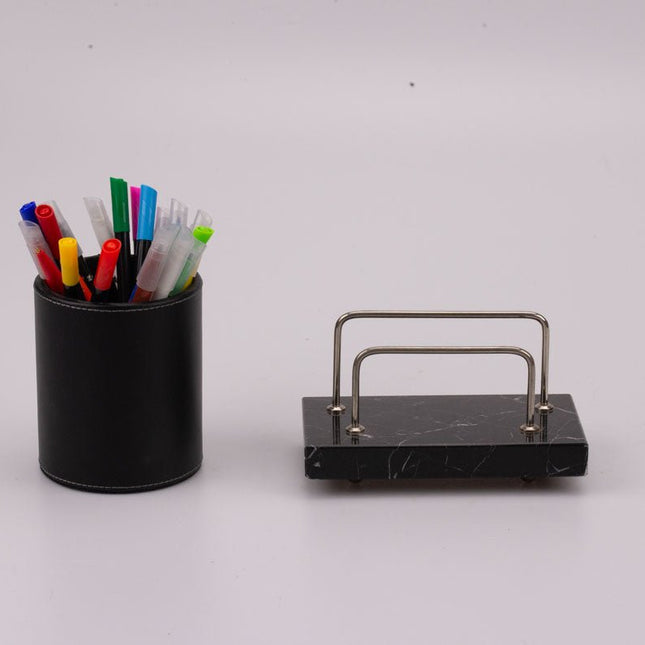 Porte-lettre élégant en marbre noir et métal