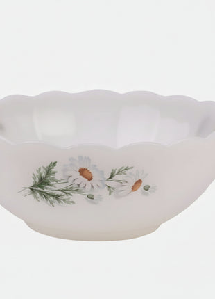 Saladier Arcopal blanc avec motifs fleurs blanches