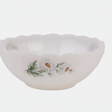 Saladier Arcopal blanc avec motifs fleurs blanches