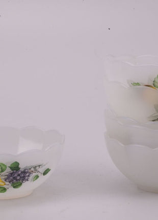 Set de 5 coupes blanches Arcopal motif fruits collection Fruits de France