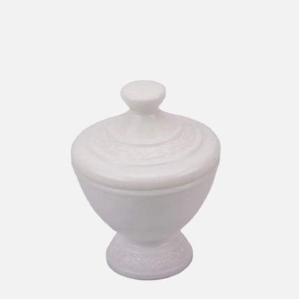 2 pots blancs avec couvercle en opaline