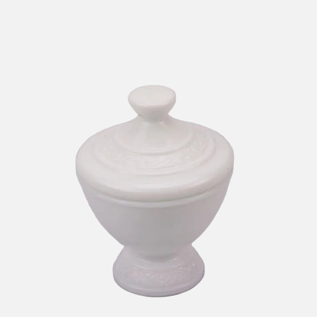 2 pots blancs avec couvercle en opaline