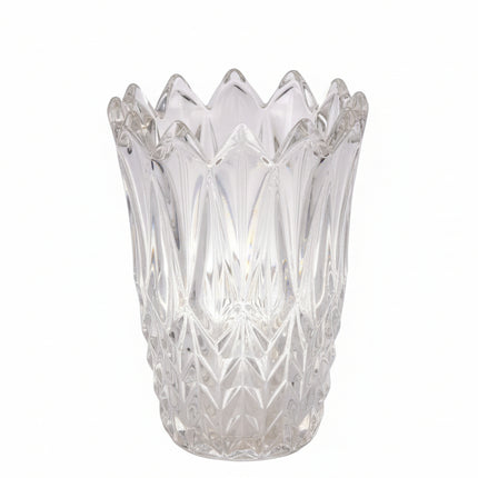 Vase en verre transparent taillé et épais grande taille