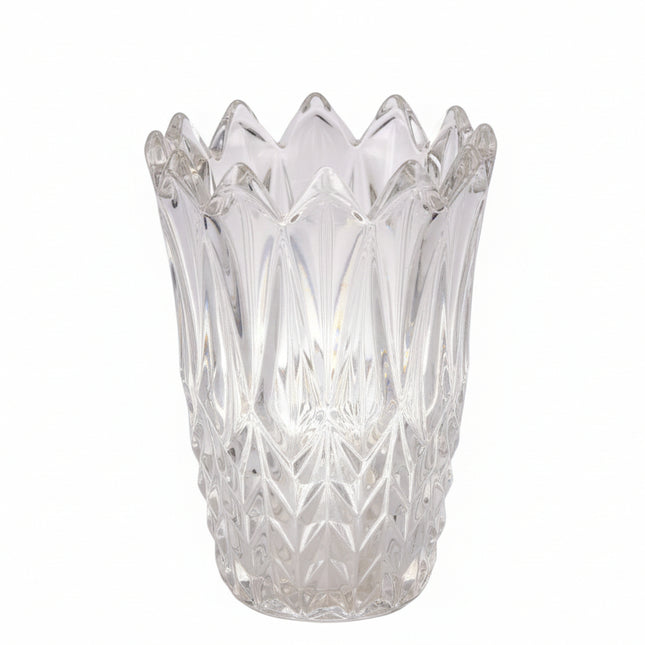Vase en verre transparent taillé et épais grande taille