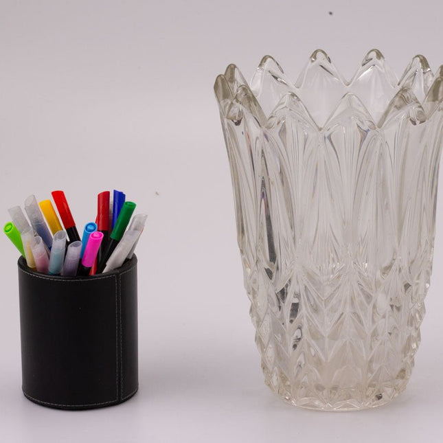 Vase en verre transparent taillé et épais grande taille