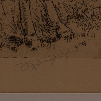 Dessin encadré de poulains par Van Giel 1956