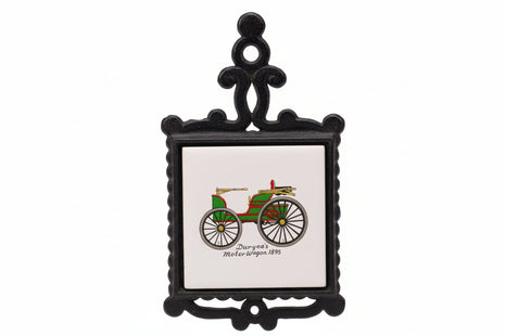 Sous-plat ou déco en fer forgé et faïence