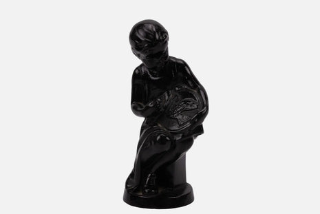 Statuette jeune fille et colombe en fonte noir