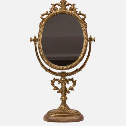 Miroir coiffeuse métal doré avec pied en marbre