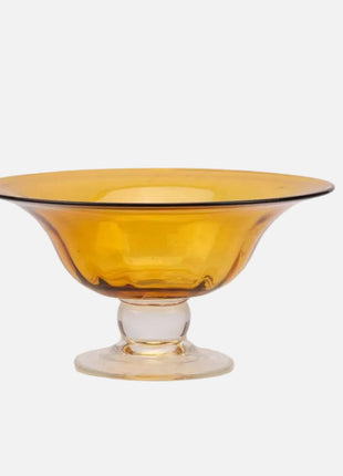 Plat en verre ambré orange sur pied