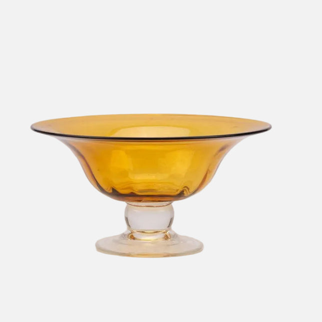 Plat en verre ambré orange sur pied