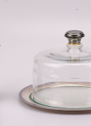 Cloche à pâtisserie en verre et métal argenté