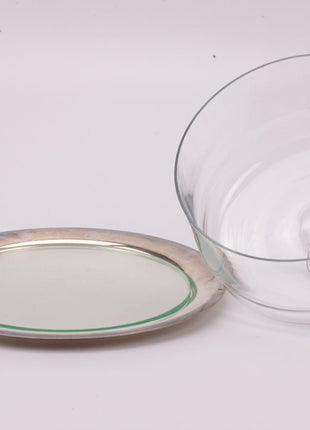 Cloche à pâtisserie en verre et métal argenté