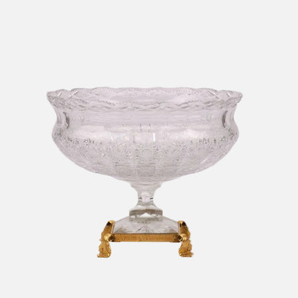 Coupe épaisse en cristal grande dimension sur pied en bronze