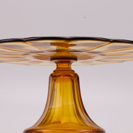 amber glass pie display stand