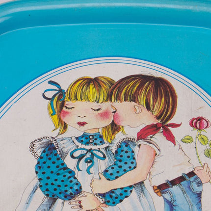 Plateau rectangulaire bleu couple d'enfants Massily