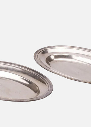 Paire de petits plateaux argentés en métal "Hôtel de commerce" 