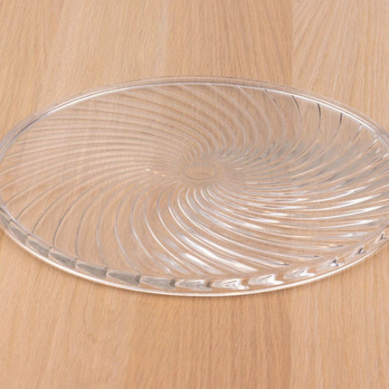 Plateau en verre sculpté en forme de spirale transparent