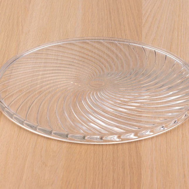 Plateau en verre sculpté en forme de spirale transparent