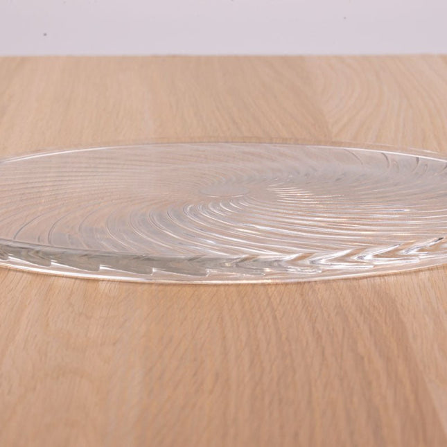 Plateau en verre sculpté en forme de spirale