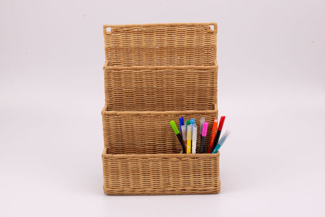 Porte-lettres en osier mural à 3 étages