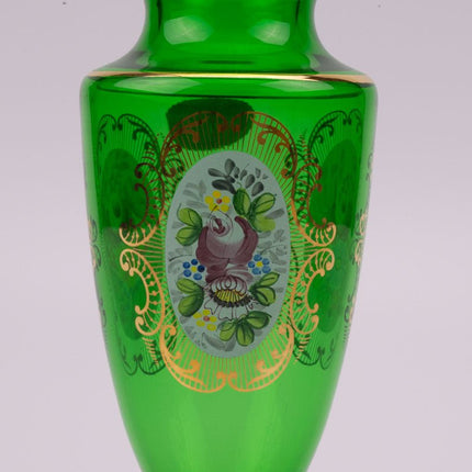 Bohemia Crystalex Czechoslvokia Groene Kristallen Vaas