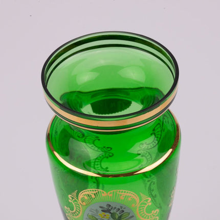 Bohemia Crystalex Czechoslvokia Groene Kristallen Vaas