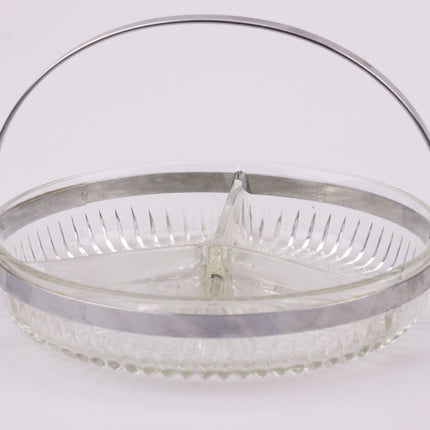 Plateau apéritif 3 compartiments en inox et verre 