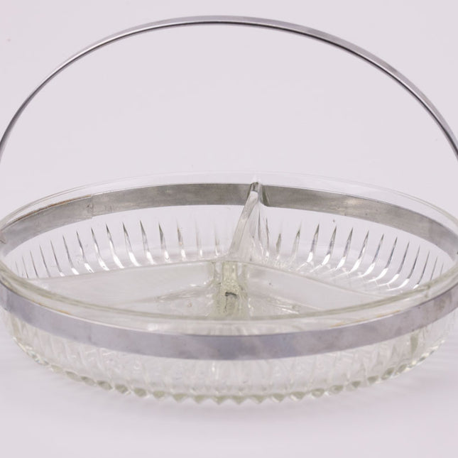 Plateau apéritif 3 compartiments en inox et verre 