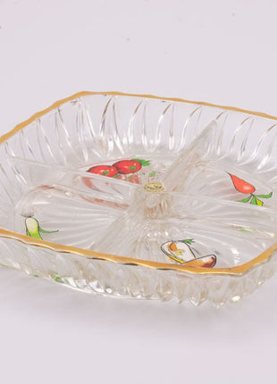 Plateau apéritif en verre à 4 compartiments multicolore