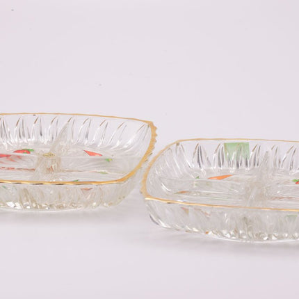 Plateau transparent apéritif en verre à 4 compartiments