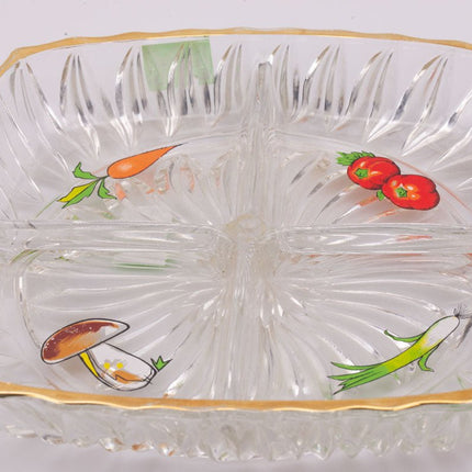 Plateau transparent apéritif en verre à 4 compartiments