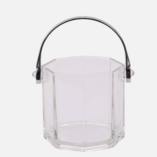 Seau à glaçon transparent en verre et en inox