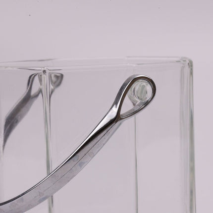 Seau à glaçon transparent en verre et en inox