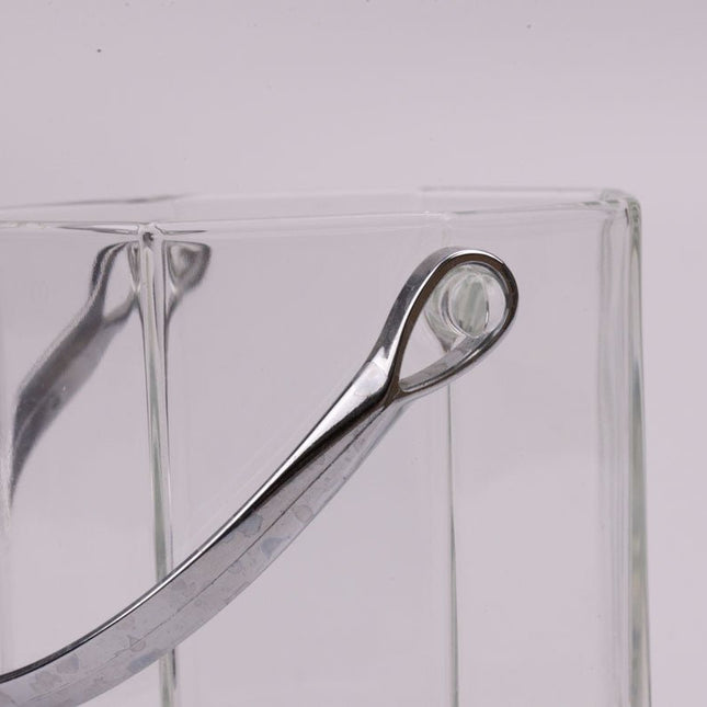 Seau à glaçon transparent en verre et en inox