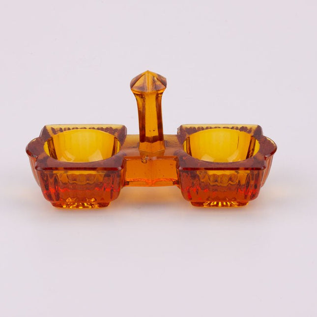Porte-salière et poivrier en verre ambré