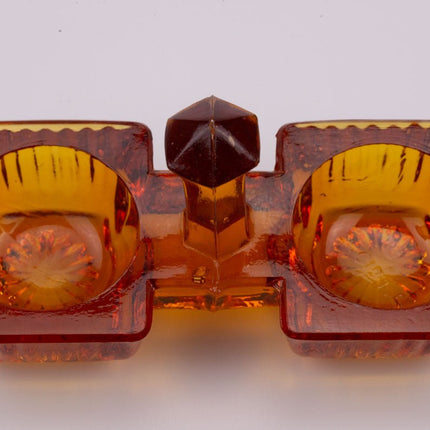 Porte-salière et poivrier en verre ambré