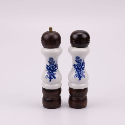 Set salière poivrière et couverts en porcelaine et inox dans boîte d'origine