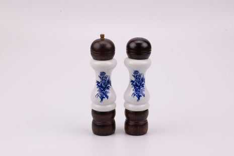 Set salière poivrière et couverts en porcelaine et inox dans boîte d'origine