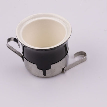 Koffieservies voor 6 personen, porselein en metaal